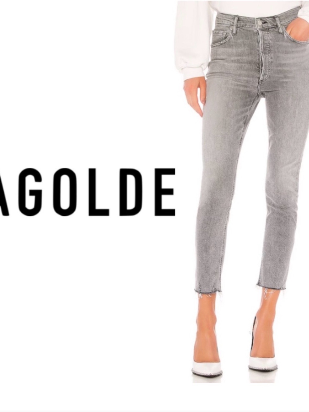 Agolde Grey High-Rise Straight-Leg Jeans